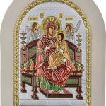 Сребърна цветна икона на Света Богородица Всецарица, 15×21см  |  Икони