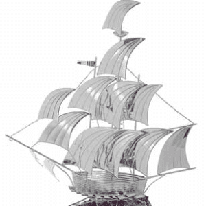 Сребърна декоративна фигура лодка с лилав кварц