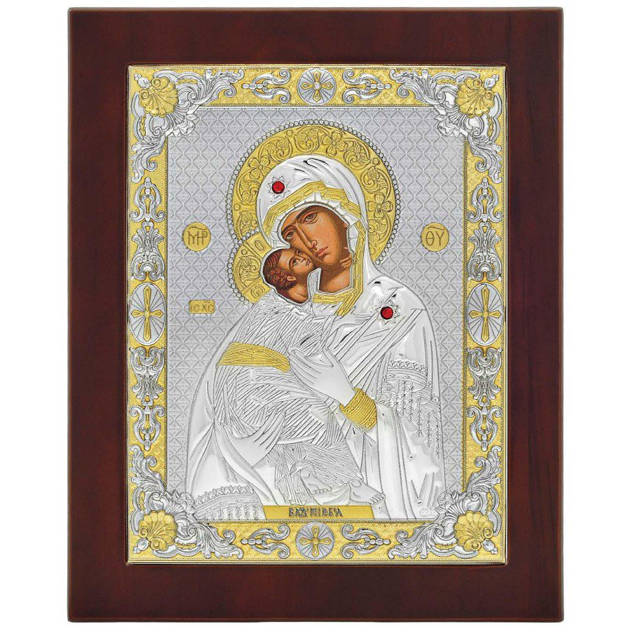 Сребърна икона Богородица Амолинтос, 24x32см