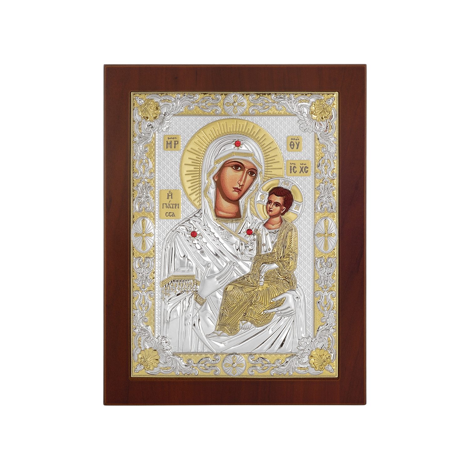 Сребърна икона Св.Богородица Гиатрица(Изцелителка), 10x12.5см