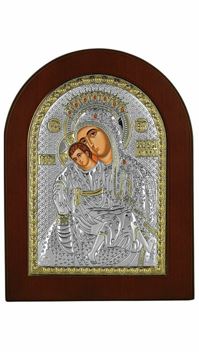 Сребърна икона на Пресвета Богородица "Милостива (Кикска, Кикотиса)", 15x21см
