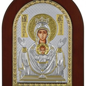 Сребърна икона на Света Богородица Неупеваема чаша, 15x21см