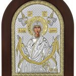 Сребърна икона с цвят върху бяло дърво Света Богородица от Цамбика, 7.5×9.5см  |  Икони