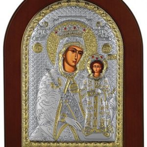 Сребърна икона Богородица Неувяхваща Роза, 15x21см