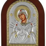 Сребърна икона на Света Богородица Седмострелна, 20×26см  |  Икони