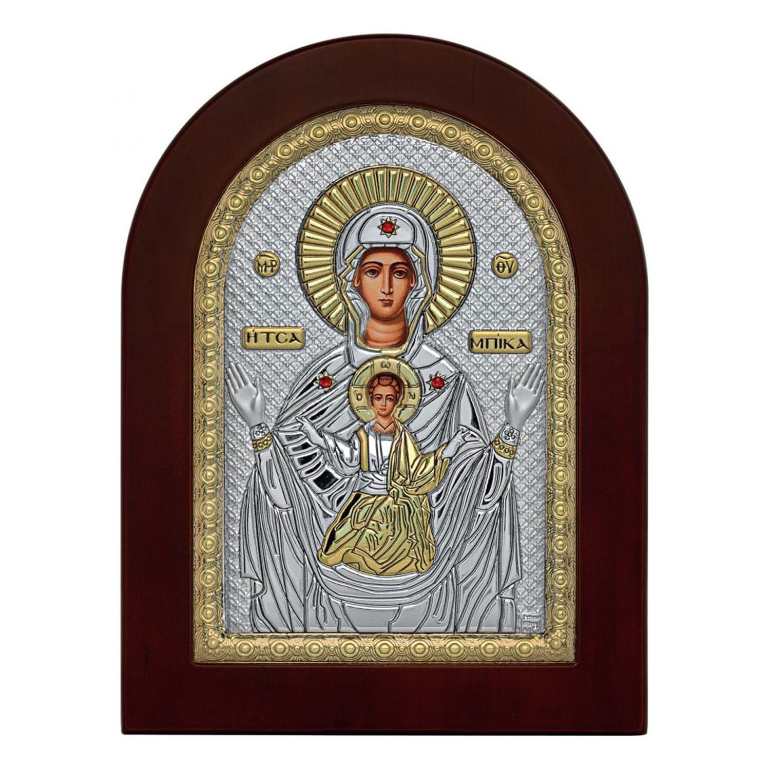 Сребърна икона Света Богородица от Цамбика, 7.5x9.5см