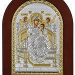 Сребърна цветна икона на Света Богородица Всецарица, 15×21см  |  Икони