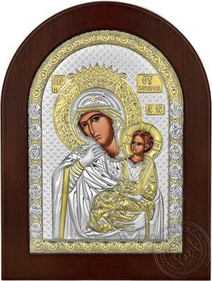 Сребърна икона Богородица на насладата и утешението, 10×14см  |  Икони