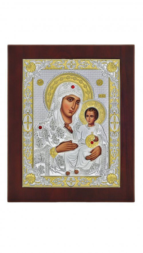 Сребърна икона Дева Мария от Йерусалим, 20x26см