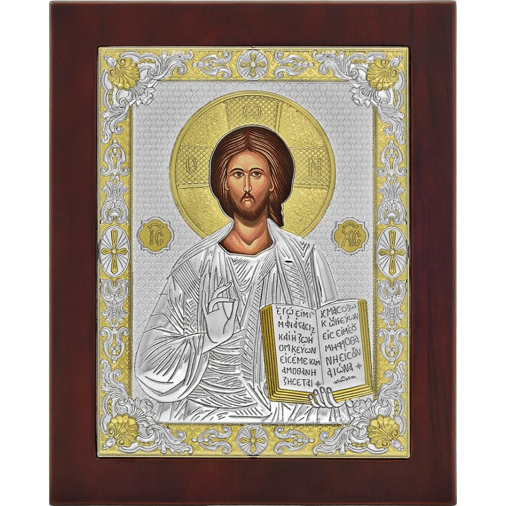 Сребърна икона Исус Христос, 10x12.5см