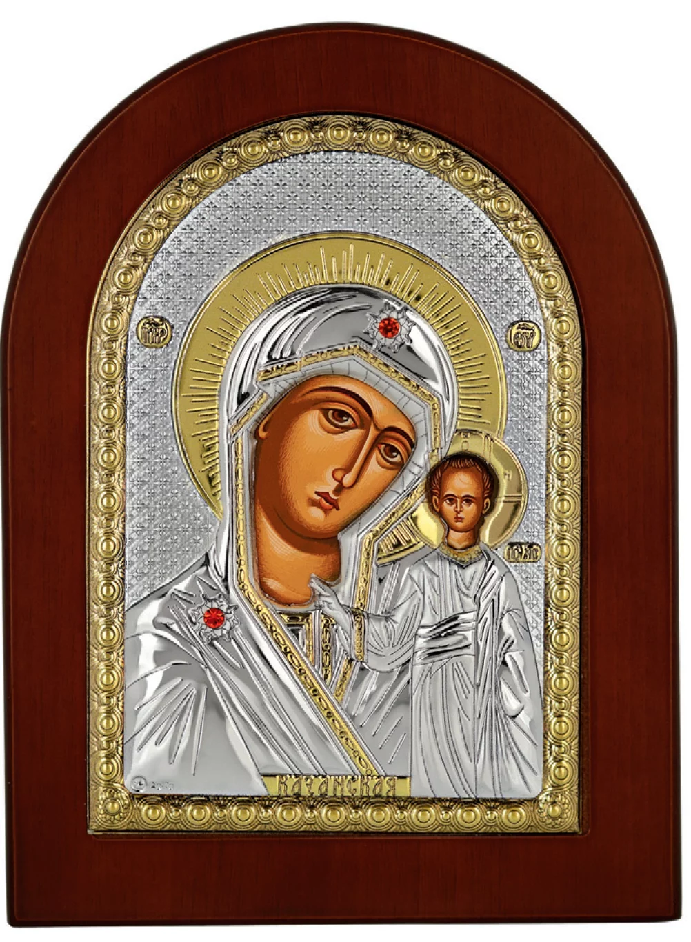 Сребърна икона Казанска Богородица, 20x26см