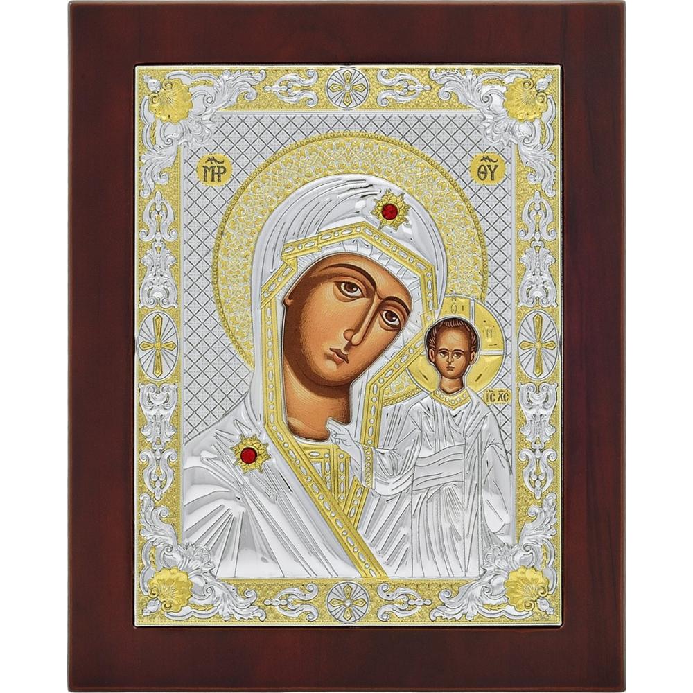 Сребърна икона Казанска Богородица, 24x32см