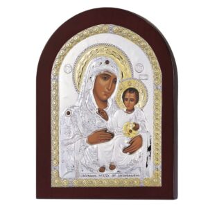 Сребърна икона Светa Богородица Йерусалимска, 7.5х9.5см  |  Икони