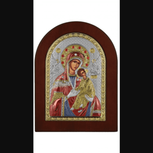 Сребърна кона на Богородица Непорочна(Амолинтос) с цвят, 20x26см