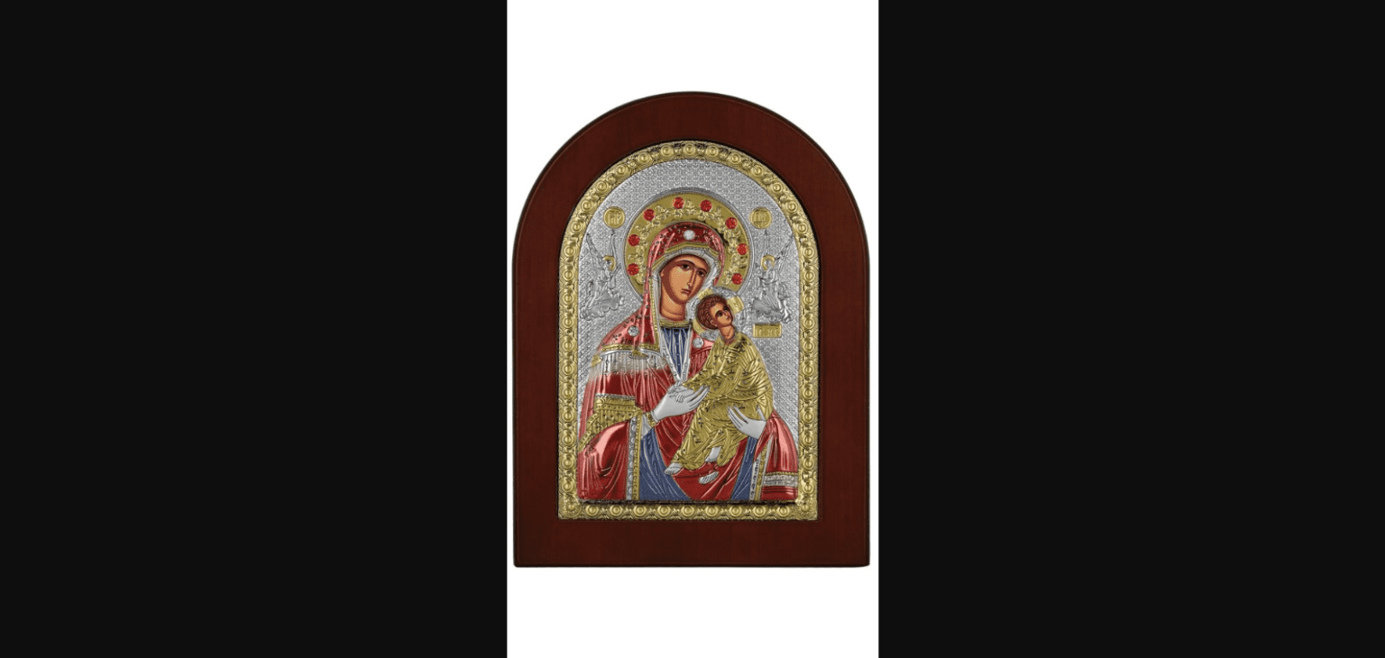 Сребърна кона на Богородица Непорочна(Амолинтос) с цвят, 15x21см