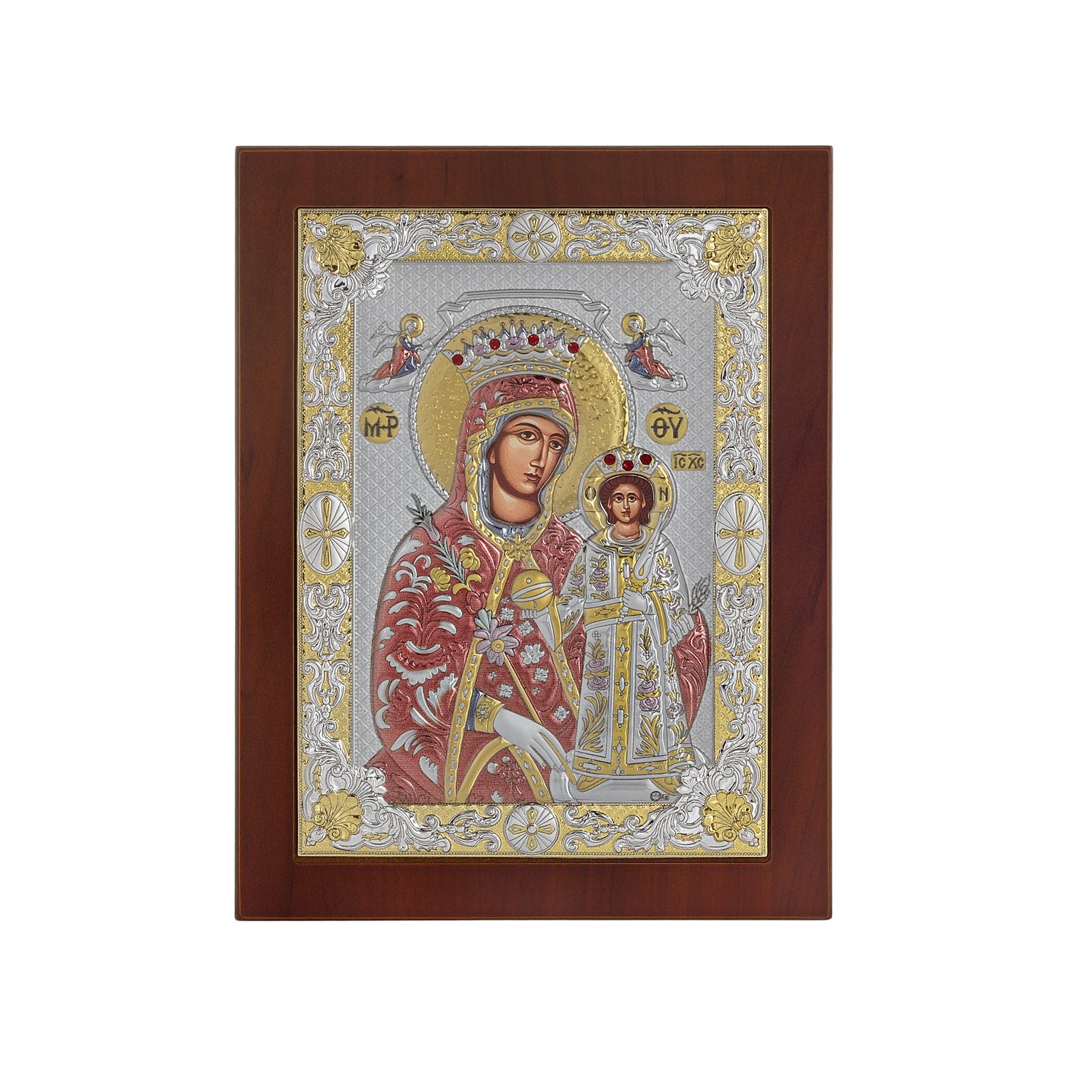 Сребърна цветна икона(розово сребро) Света Богородица от Радон в Амаранто, 10x12.5см