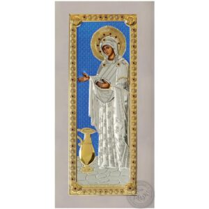 Сребърна икона в син цвят и бяла рамка Богородица „Геронтиса“, MA/E1202/WH-DXB, 8,5X16см | HappyMarket.bg Сребърна икона в син цвят и бяла рамка Богородица „Геронтиса“, MA/E1202/WH-DXB, 8,5X16см | Икони