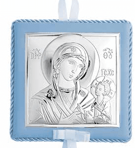 Детска религиозна синя икона Света Богородица-музикална