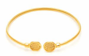 Твърда позлатена сребърна гривна с два малки диска Фестос | HappyMarket.bg Твърда позлатена сребърна гривна с два малки диска Фестос | Бижута