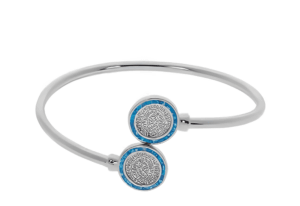 Твърда сребърна гривна с два диска Фестос и опал  |  Бижута