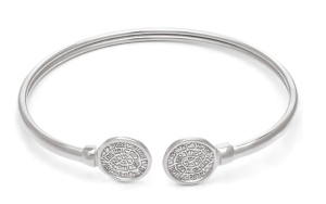 Твърда сребърна гривна с два големи диска Фестос - Image 1