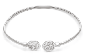 Твърда сребърна гривна с два малки диска Фестос  |  Бижута