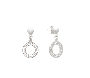 Висящи кръгли обеци Меандър от сребро - Image 1