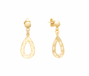 Висящи обеци тип капка Меандър от позлатено сребро  |  Бижута