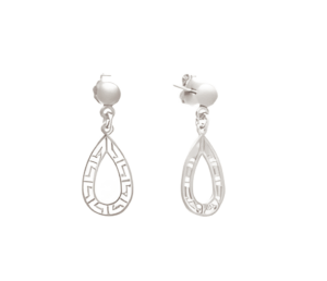 Висящи обеци тип капка Меандър от сребро - Image 1