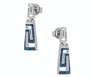 Висящи сребърни обеци с опал „Лабиринти“, тип винт  |  Бижута