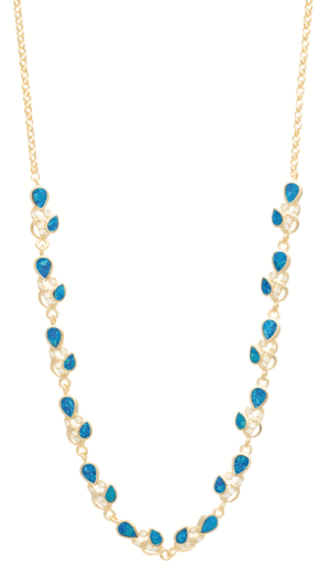 Златни капки позлатено колие с камъни от опал  |  Бижута