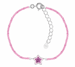 Детска сребърна гривна с кристални камъни Блестяща розова звезда | HappyMarket.bg Детска сребърна гривна с кристални камъни Блестяща розова звезда | Детски бижута