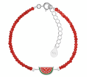 Детска сребърна гривна Диня с кристални камъни