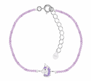 Детска сребърна гривна с кристални камъни Лилав еднорог | HappyMarket.bg Детска сребърна гривна с кристални камъни Лилав еднорог | Детски бижута