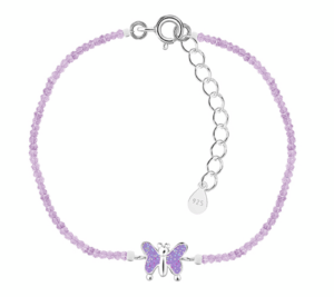 Детска сребърна гривна с кристални камъни Лилава пеперуда | HappyMarket.bg Детска сребърна гривна с кристални камъни Лилава пеперуда | Детски бижута
