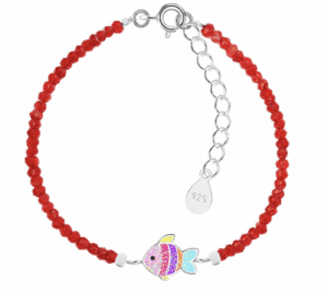 Детска сребърна гривна с кристални камъни Рибка  |  Детски бижута