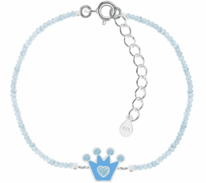 Детска сребърна гривна с кристални камъни Синя корона | HappyMarket.bg Детска сребърна гривна с кристални камъни Синя корона | Детски бижута