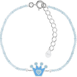 Детска сребърна гривна с кристални камъни Синя корона