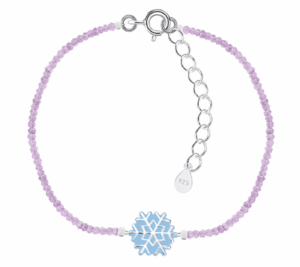 Детска сребърна гривна с лилави кристални камъни Синя снежинка | HappyMarket.bg Детска сребърна гривна с лилави кристални камъни Синя снежинка | Детски бижута