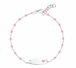 Детска сребърна гривна с розови кристални камъни