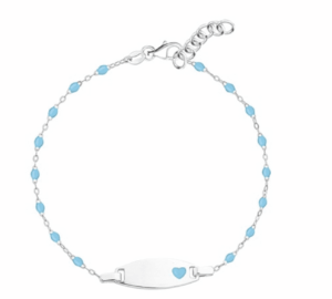 Детска сребърна гривна със сини кристални камъни  |  Детски бижута