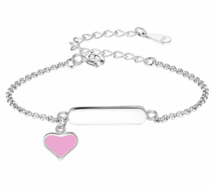 Детска сребърна гривна с висулка сърце