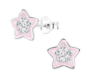 Детски сребърни обеци Блестяща звезда, тип винт  |  Детски бижута
