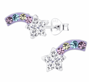 Детски сребърни обеци Блестяща падаща звезда, тип винт | HappyMarket.bg Детски сребърни обеци Блестяща падаща звезда, тип винт | Детски бижута