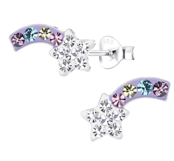 Детски сребърни обеци Блестяща падаща звезда, тип винт | HappyMarket.bg Детски сребърни обеци Блестяща падаща звезда, тип винт | Детски бижута