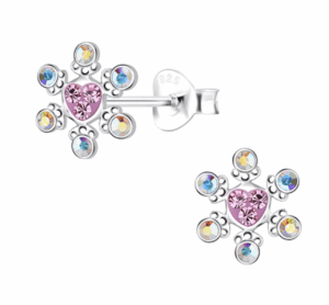 Детски сребърни обеци Блестящо цвете, тип винт  |  Детски бижута