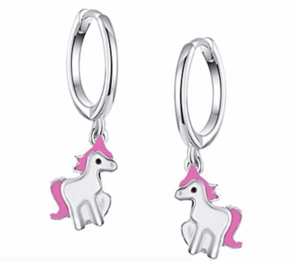 Детски сребърни обеци Бял еднорог, английско закопчаване | HappyMarket.bg Детски сребърни обеци Бял еднорог, английско закопчаване | Детски бижута