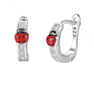 Детски сребърни обеци Калинка, английско закопчаване - Image 1