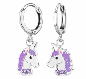 Детски сребърни обеци Лилав еднорог, английско закопчаване | HappyMarket.bg Детски сребърни обеци Лилав еднорог, английско закопчаване | Детски бижута