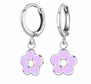 Детски сребърни обеци Лилаво цвете, английско закопчаване | HappyMarket.bg Детски сребърни обеци Лилаво цвете, английско закопчаване | Детски бижута